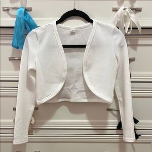 Elegant White Cropped Dressy Cardigan